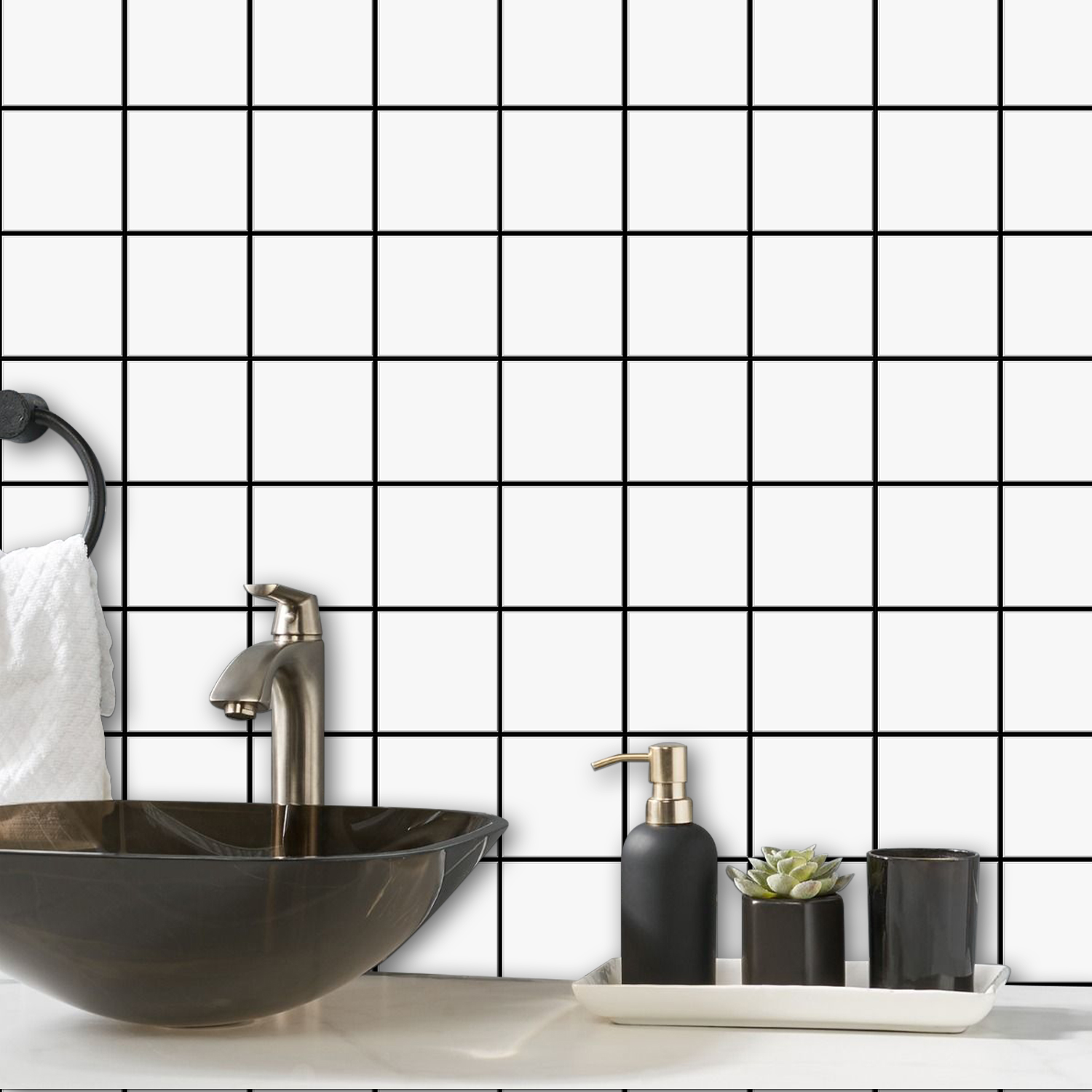 10pcs Premium Square Wall Tile - مراجعة Kitchen Gadgets Cabinet وسعره