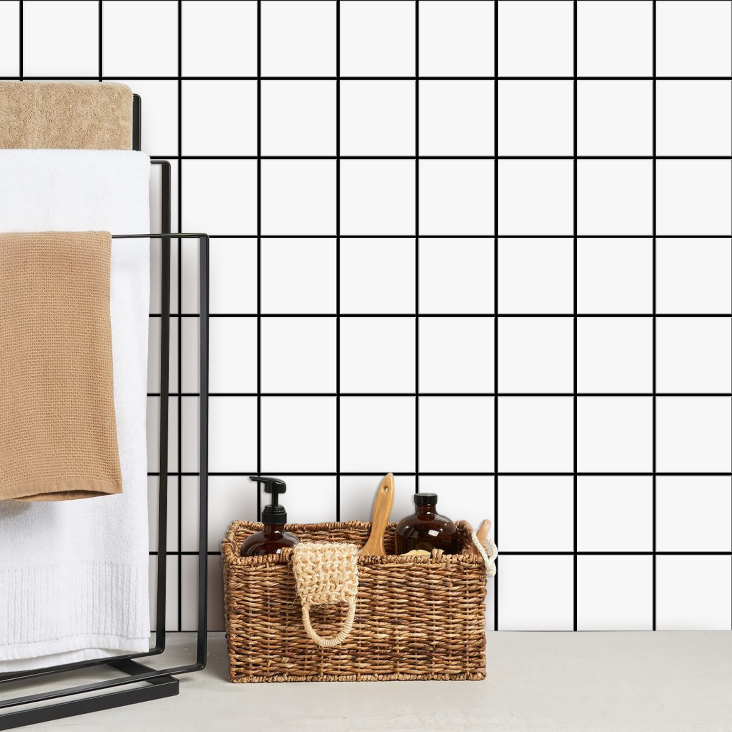 10pcs Premium Square Wall Tile - مراجعة Kitchen Gadgets Cabinet وسعره