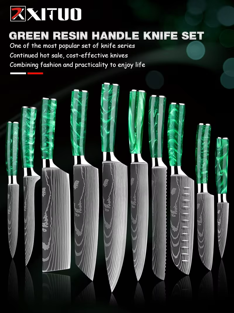 XITUO 1-10 PCS Kitchen Knives  - مراجعة Kitchen Gadgets Green وسعره