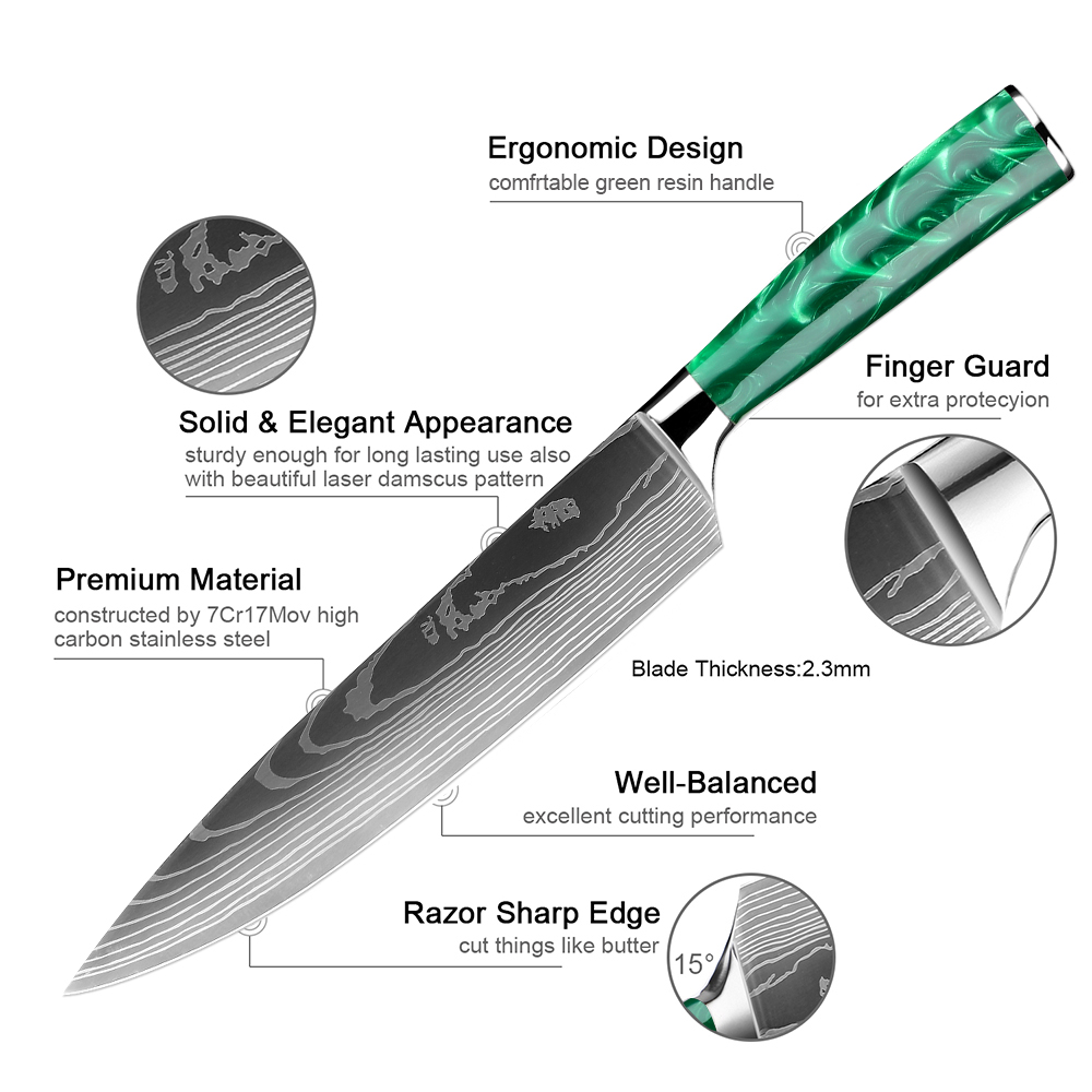 XITUO 1-10 PCS Kitchen Knives  - مراجعة Kitchen Gadgets Green وسعره