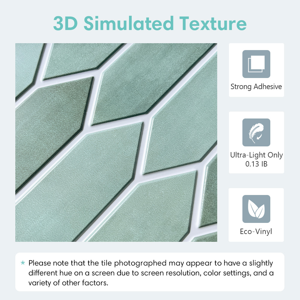 1/10pcs 3D Tile Sticker, Self- - مراجعة Kitchen Gadgets Green وسعره