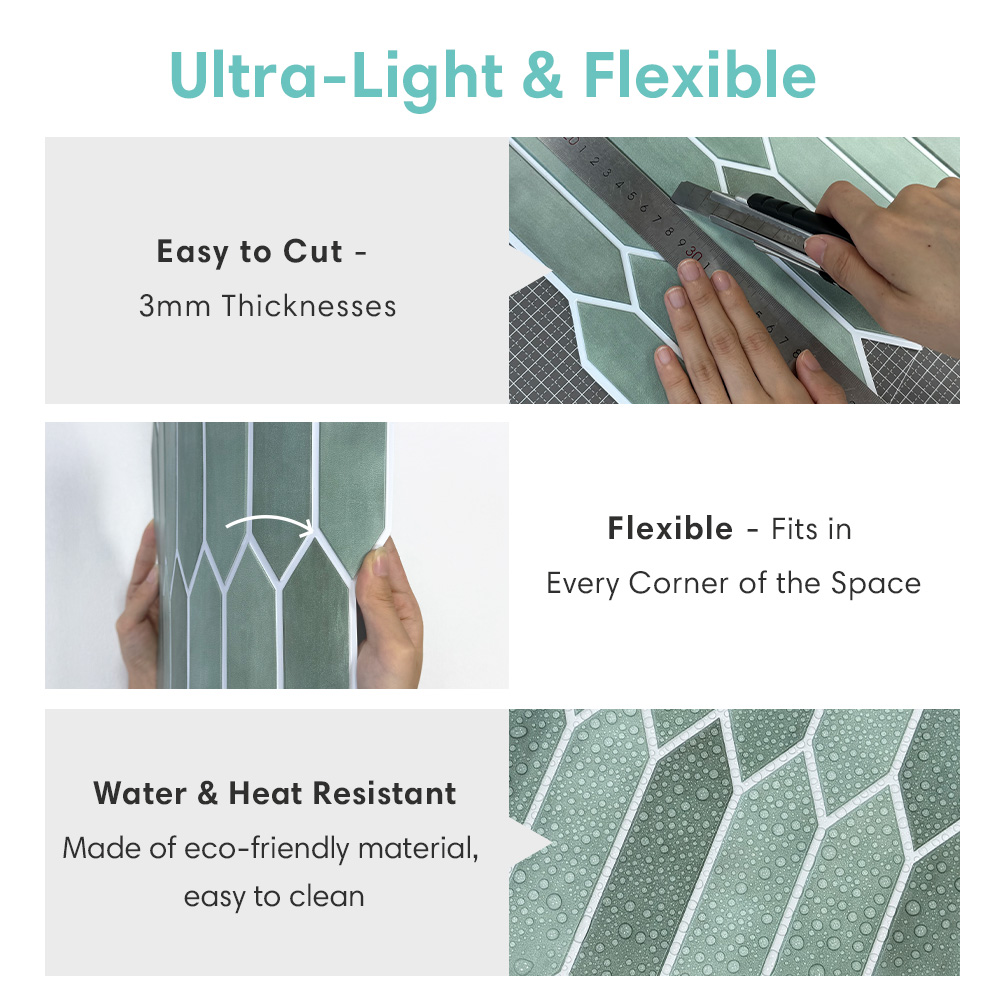 1/10pcs 3D Tile Sticker, Self- - مراجعة Kitchen Gadgets Green وسعره
