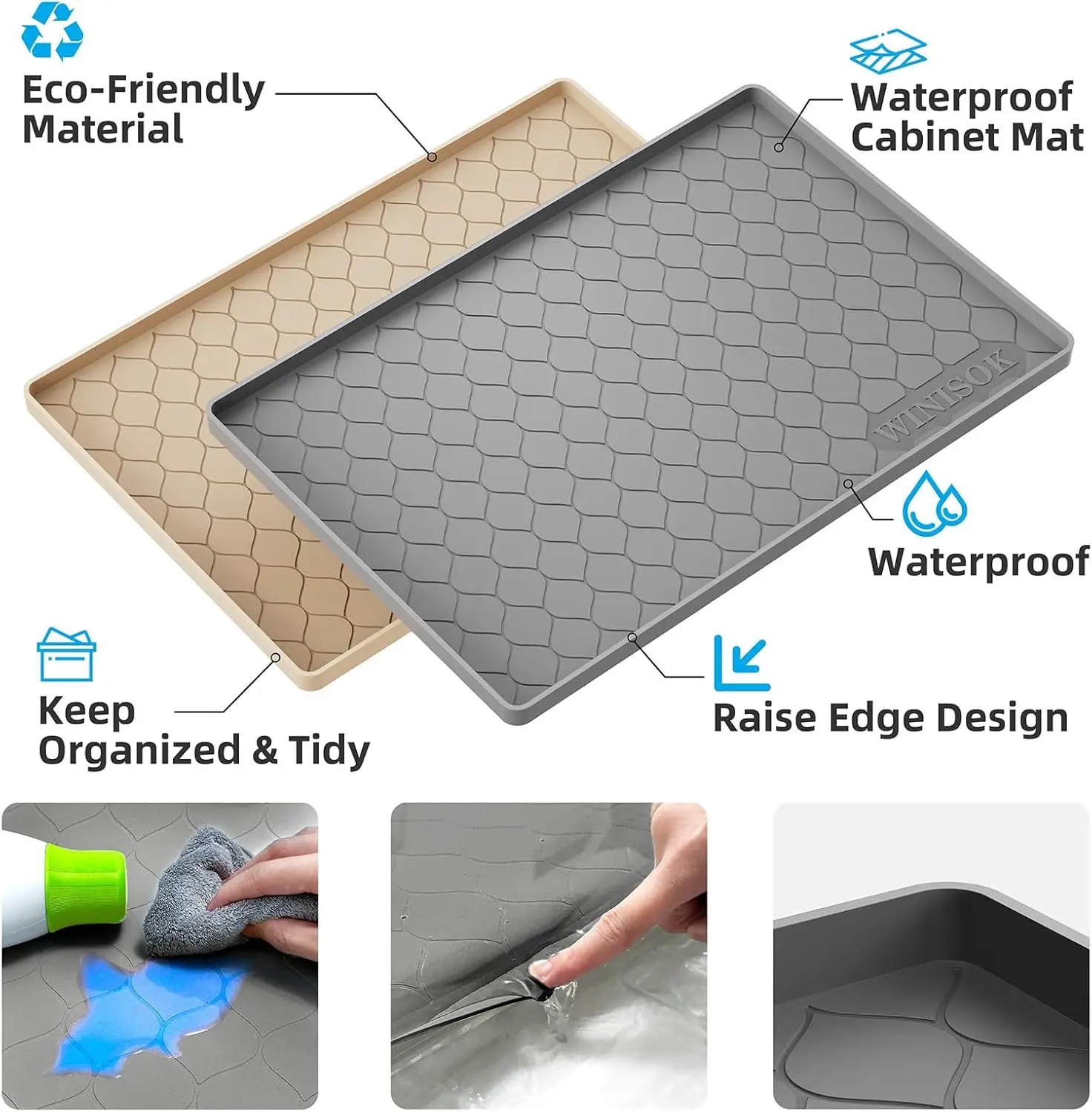 Silicone Under Sink Mat 34' x  - مراجعة Kitchen Gadgets Cabinet وسعره