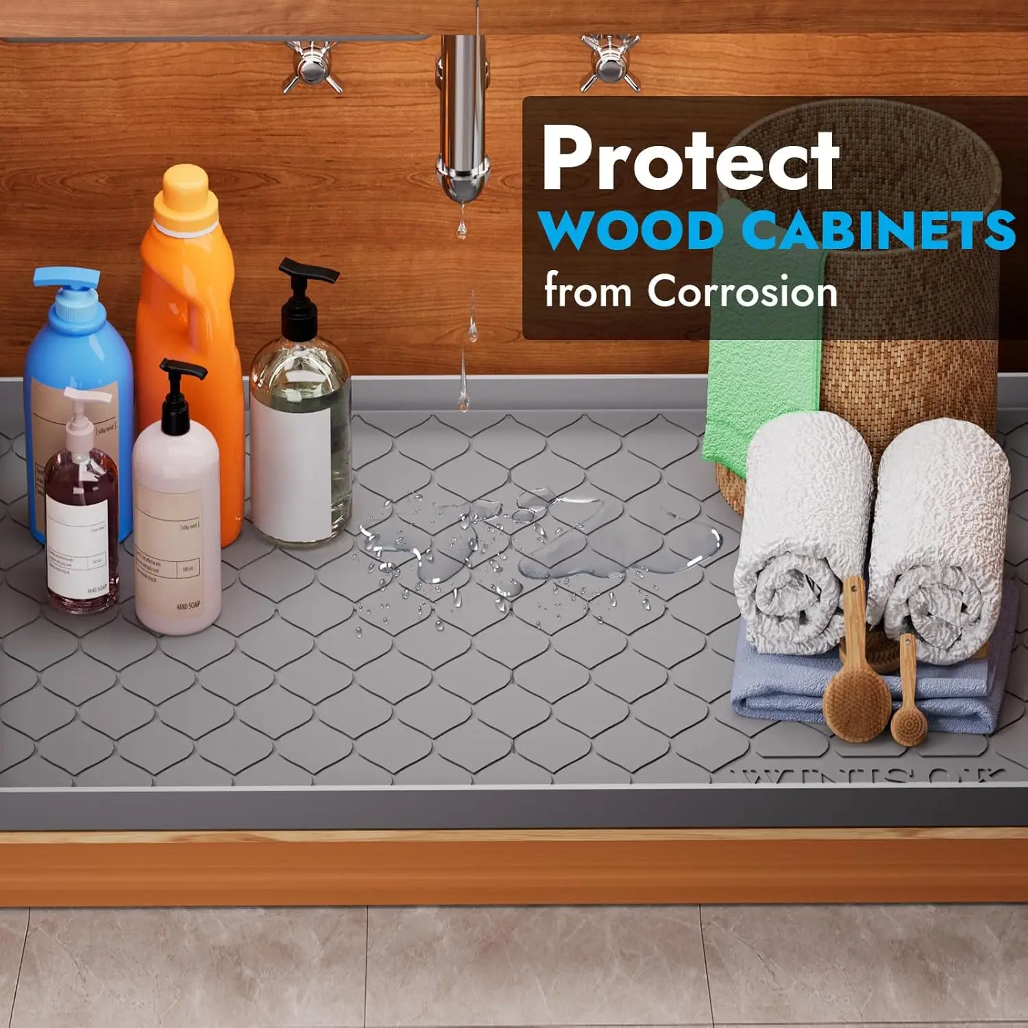 Silicone Under Sink Mat 34' x  - مراجعة Kitchen Gadgets Cabinet وسعره