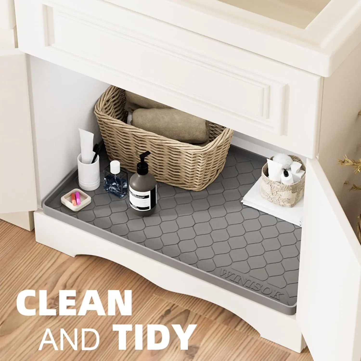Silicone Under Sink Mat 34' x  - مراجعة Kitchen Gadgets Cabinet وسعره
