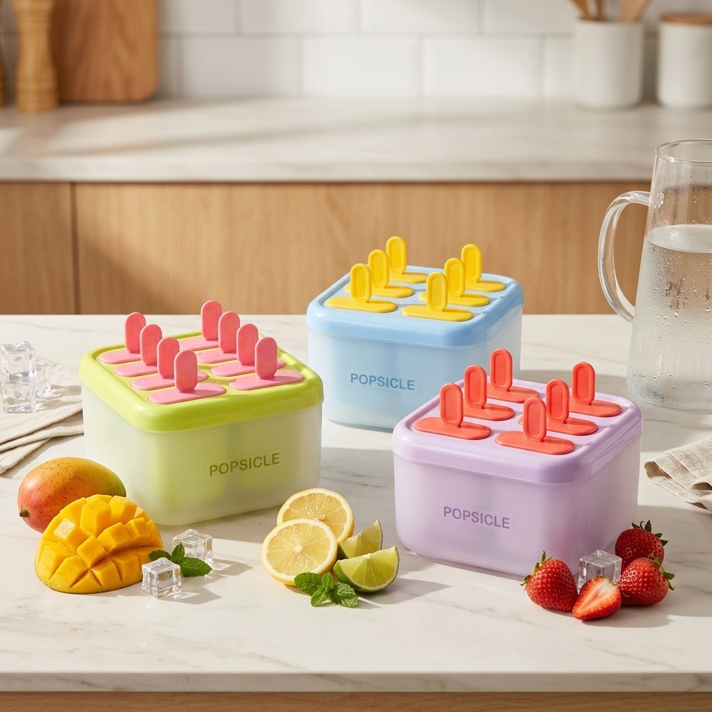 8 Grids Plastic Popsicle Molds - مراجعة Kitchen Gadgets Kids وسعره
