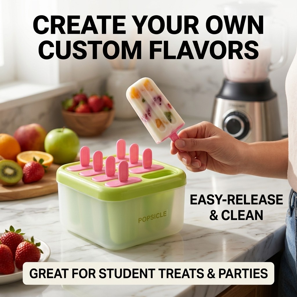 8 Grids Plastic Popsicle Molds - مراجعة Kitchen Gadgets Kids وسعره