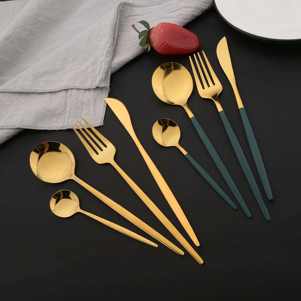 16Pcs Green Gold Dinnerware St - مراجعة Kitchen Gadgets Green وسعره