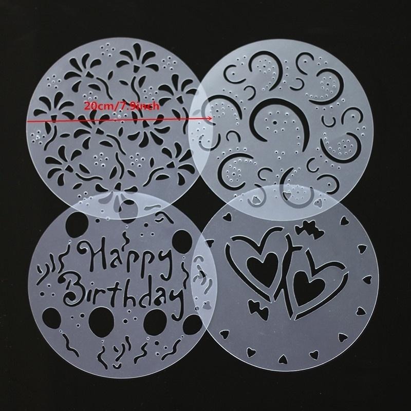 4Pieces/lot Cake Stencils Latt - مراجعة Kitchen Gadgets Sale وسعره