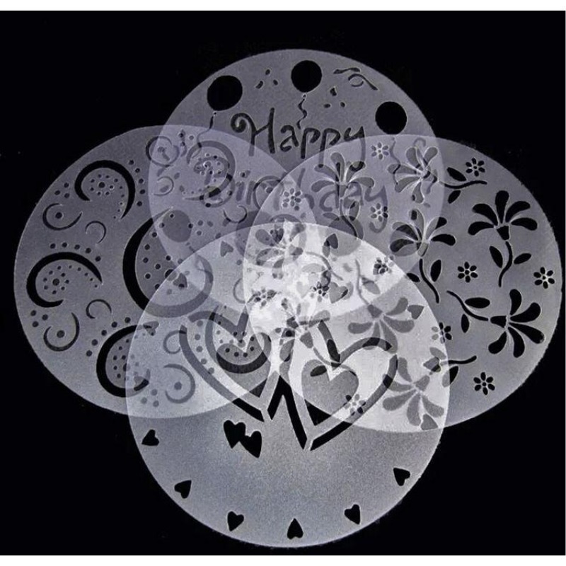 4Pieces/lot Cake Stencils Latt - مراجعة Kitchen Gadgets Sale وسعره