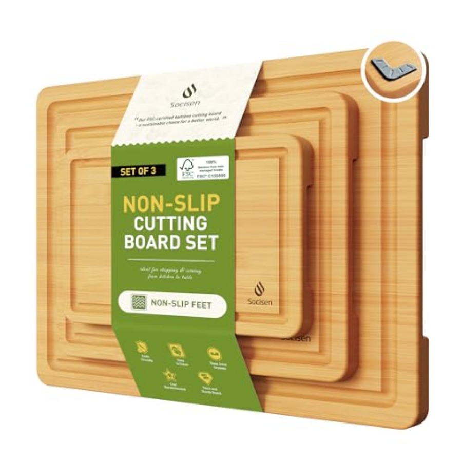 Bamboo Cutting Board Set Non S - مراجعة Kitchen Gadgets You Must Have وسعره