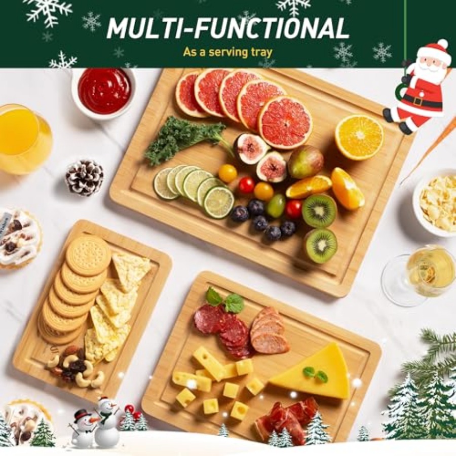 Bamboo Cutting Board Set Non S - مراجعة Kitchen Gadgets You Must Have وسعره