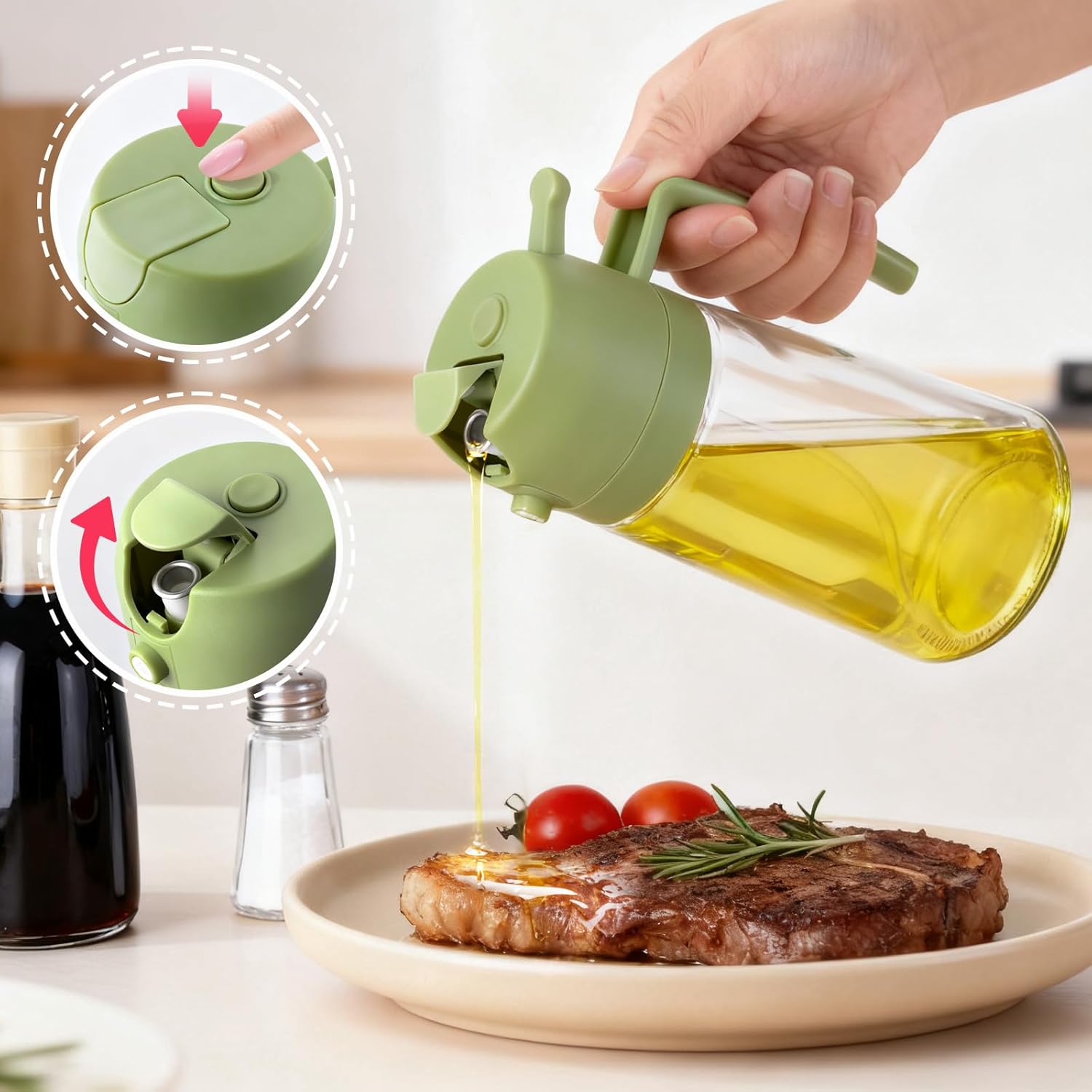 2Pcs Glass Oil Sprayer for Coo - مراجعة Kitchen Gadgets Green وسعره